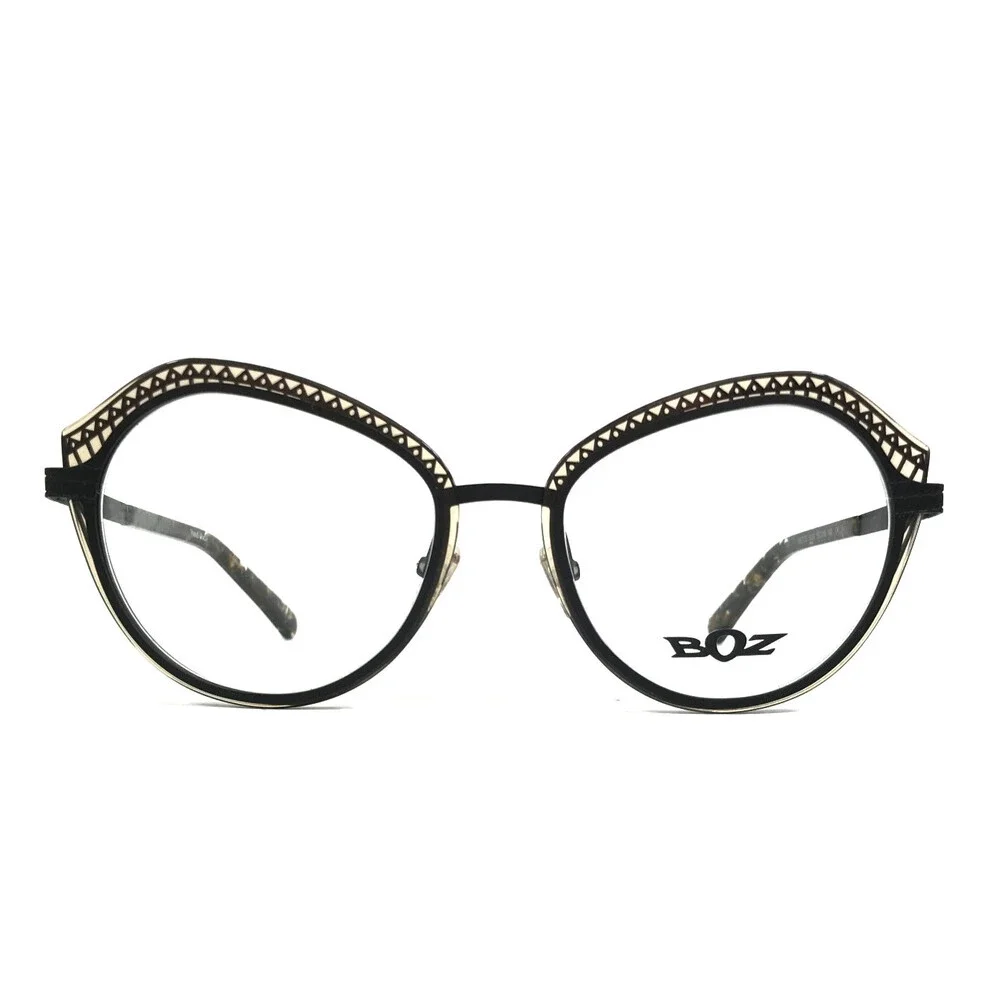 BOZ Eyeglasses Frames IVETTE 5000 Black Clear Beige Cat Eye Full Rim 52-18-140